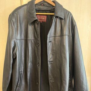 Vintage Couture By J Park Leather Jacket XL Black Men Full Zip Snap Up Coat GUC